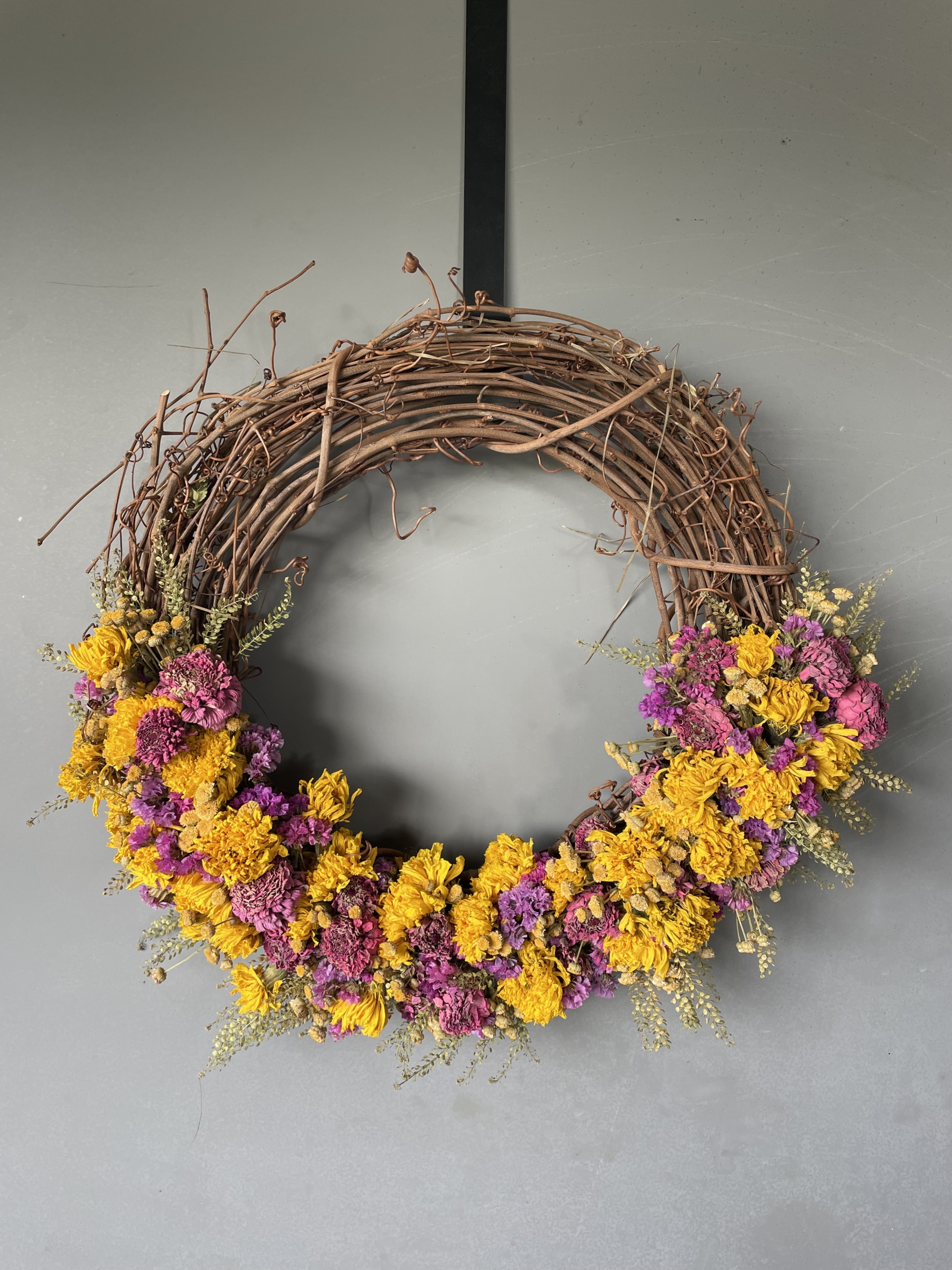 dried flower wreath, dried flowers, wreath sale, iron meadows flower farm