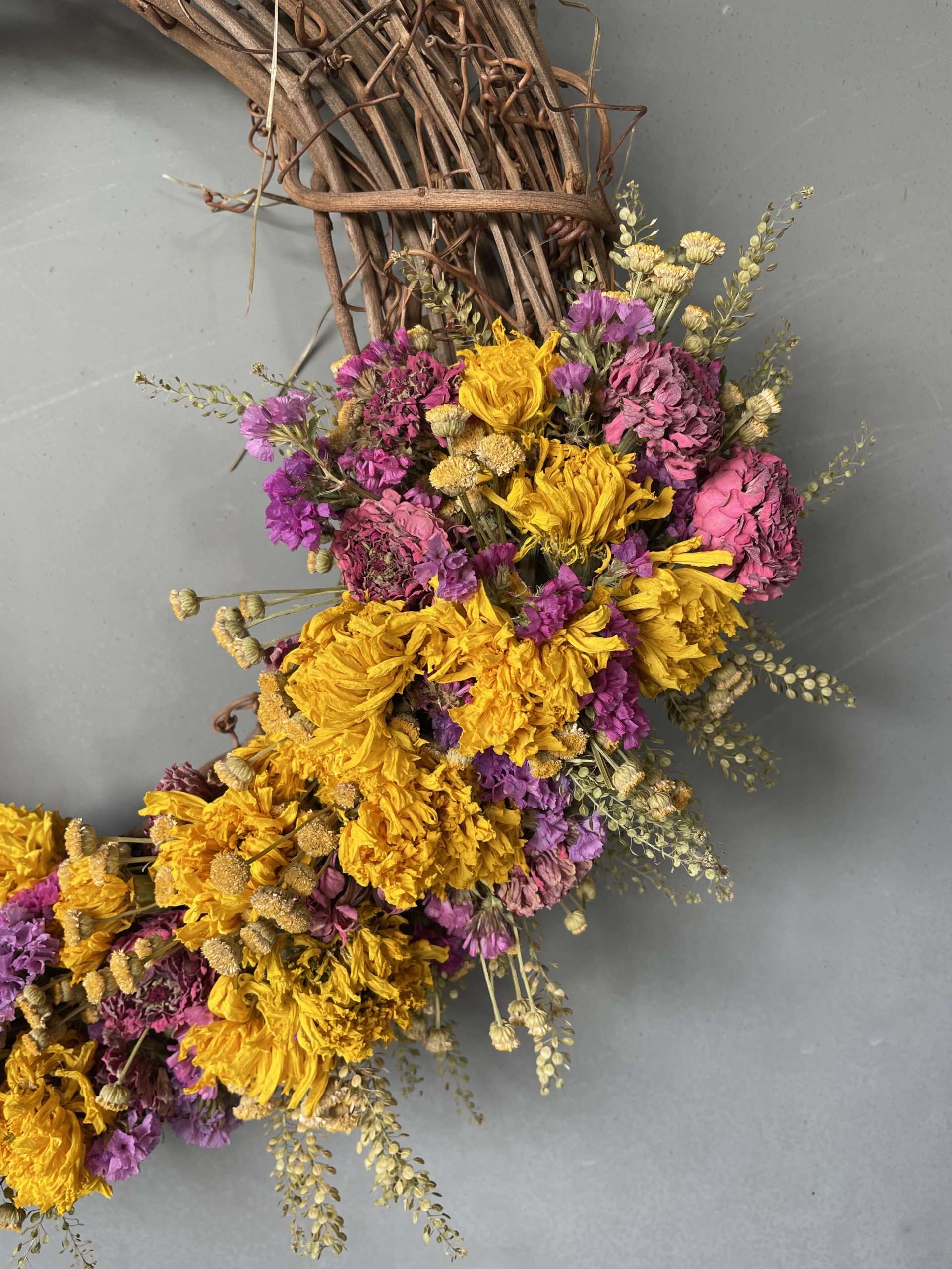 dried flower wreath, dried flowers, wreath sale, iron meadows flower farm