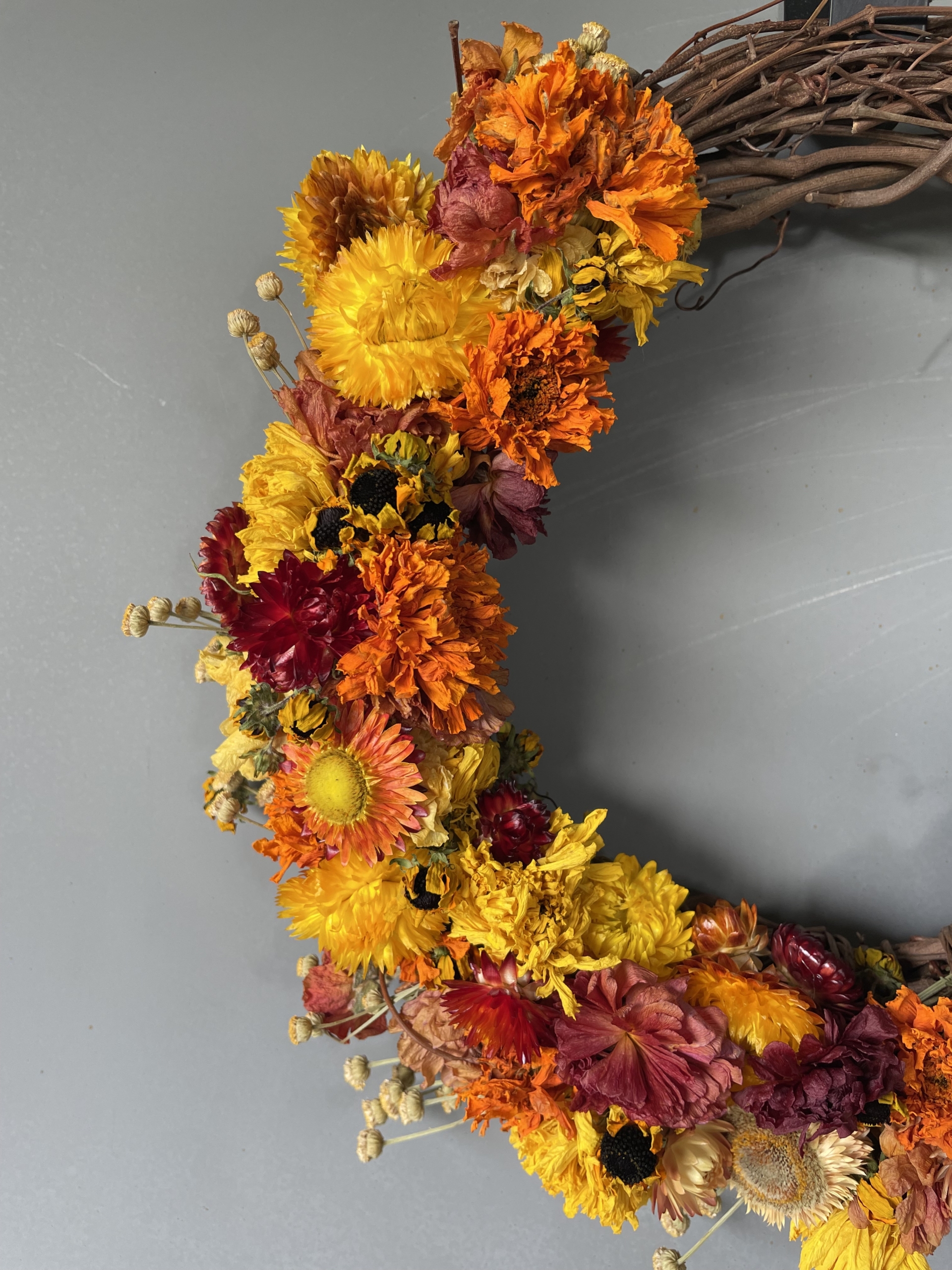 dried flower wreath, dried flowers, wreath sale, iron meadows flower farm