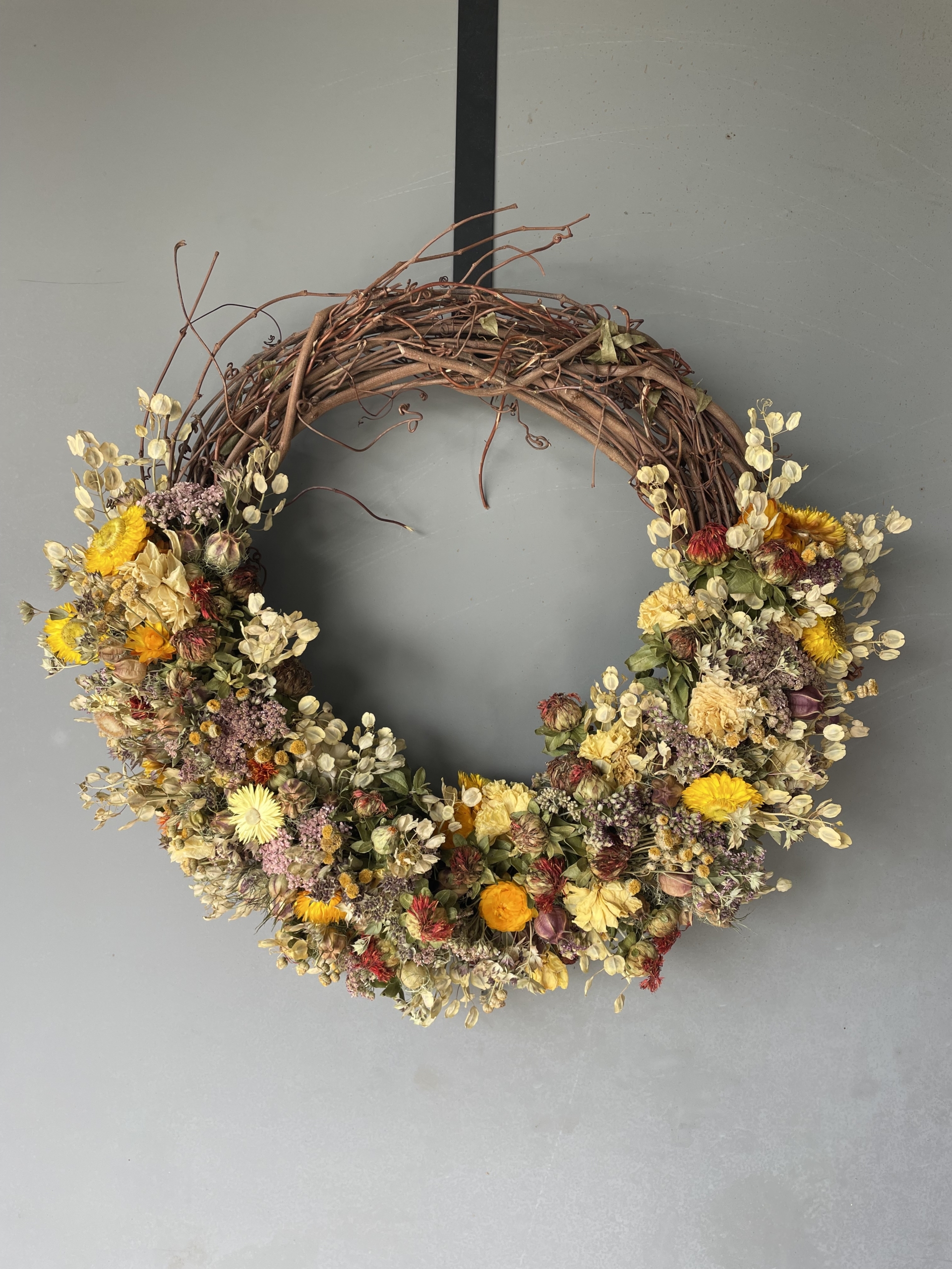 dried flower wreath, dried flowers, wreath sale, iron meadows flower farm