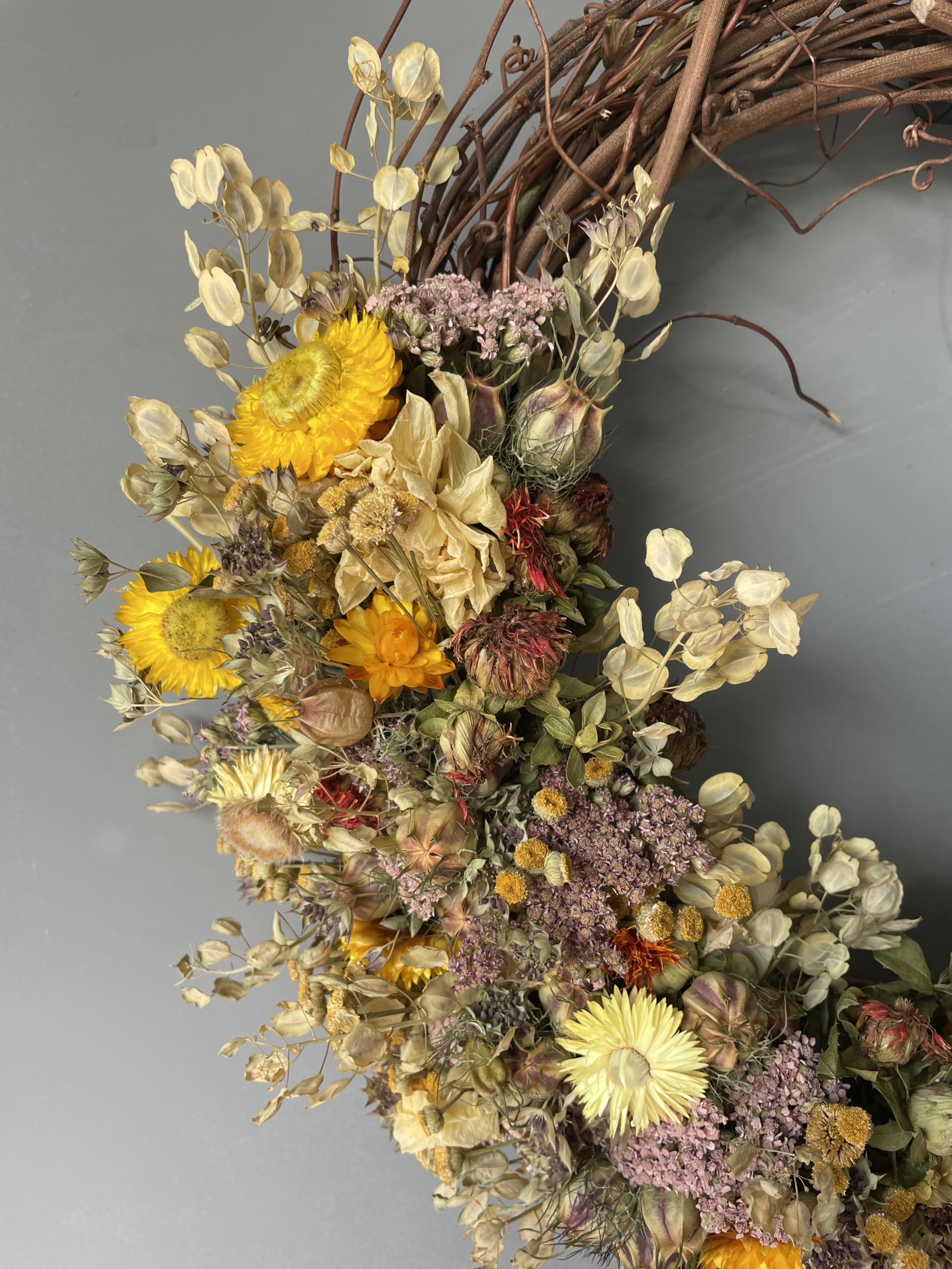 dried flower wreath, dried flowers, wreath sale, iron meadows flower farm