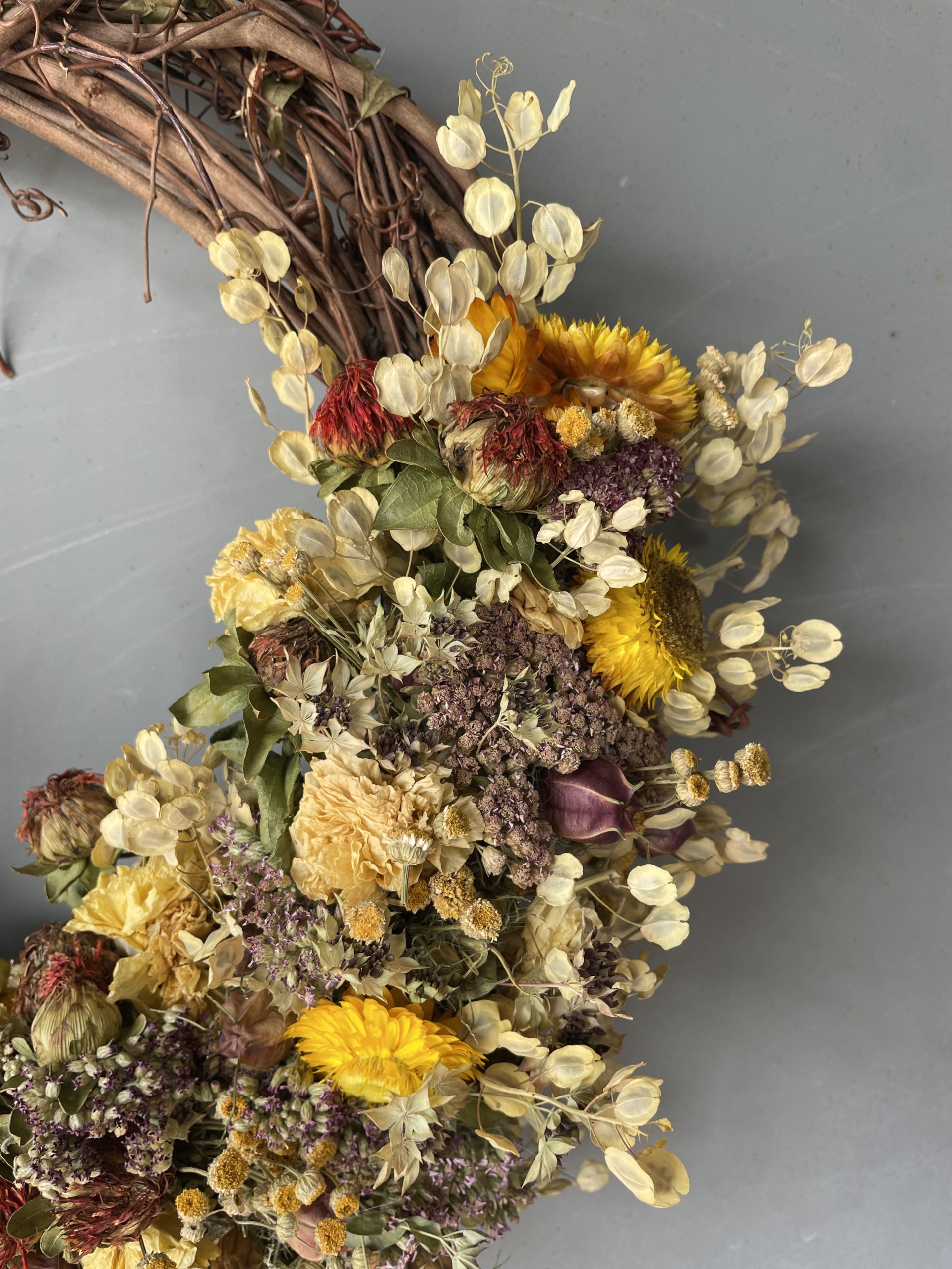 dried flower wreath, dried flowers, wreath sale, iron meadows flower farm