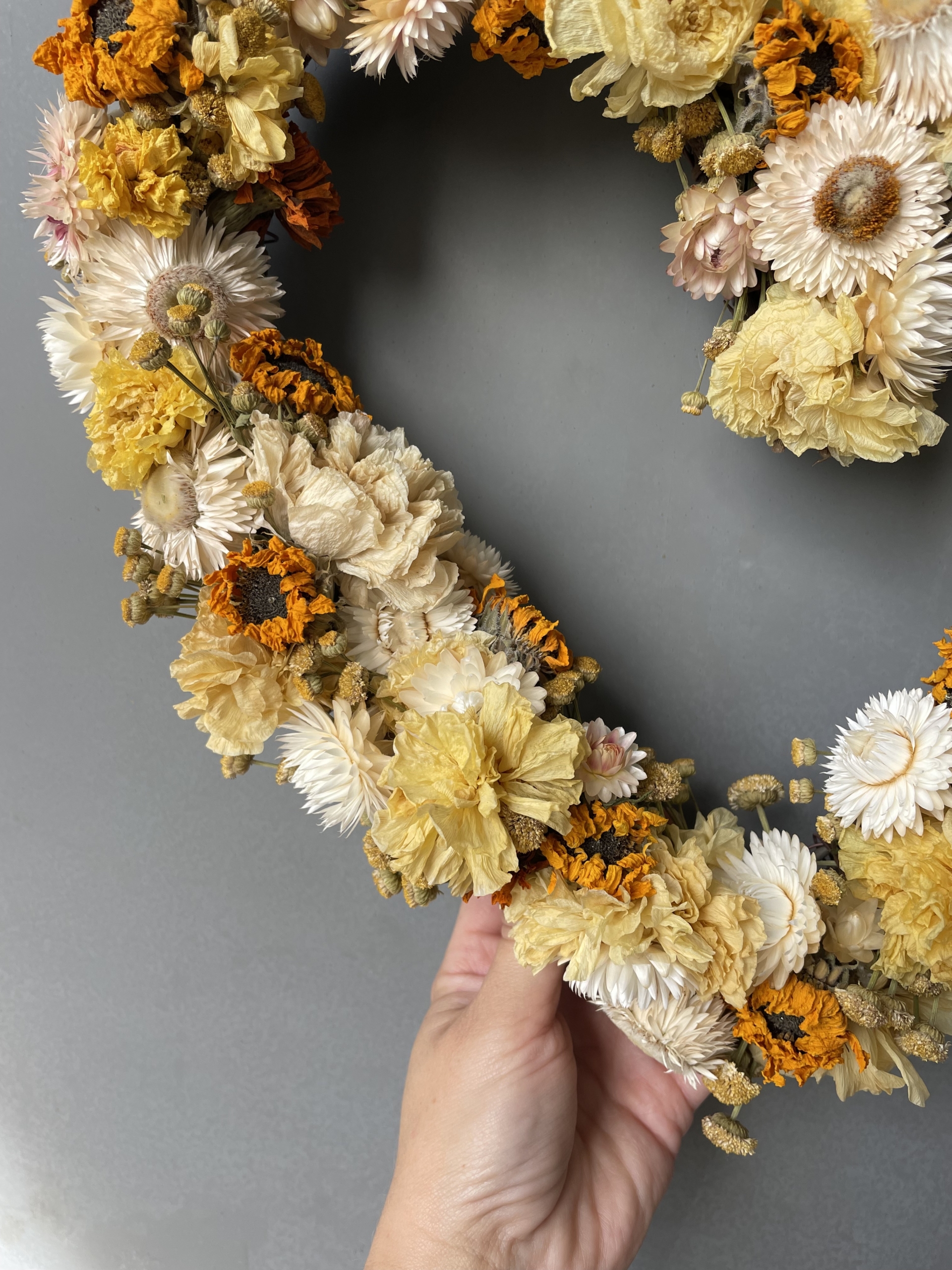 dried flower wreath, American grown flowers, flower farm wreath, iron meadows flower farm, dried flowers, wreath sale