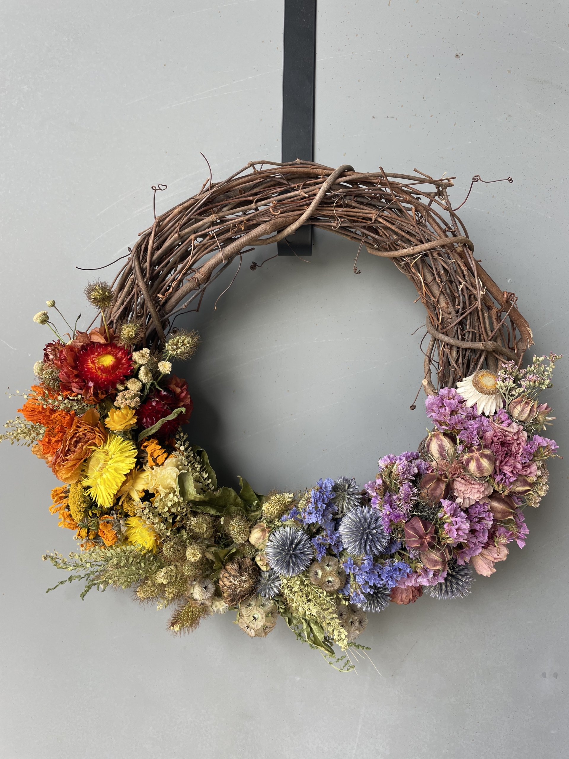 dried flower wreath, dried flowers, wreath sale, iron meadows flower farm