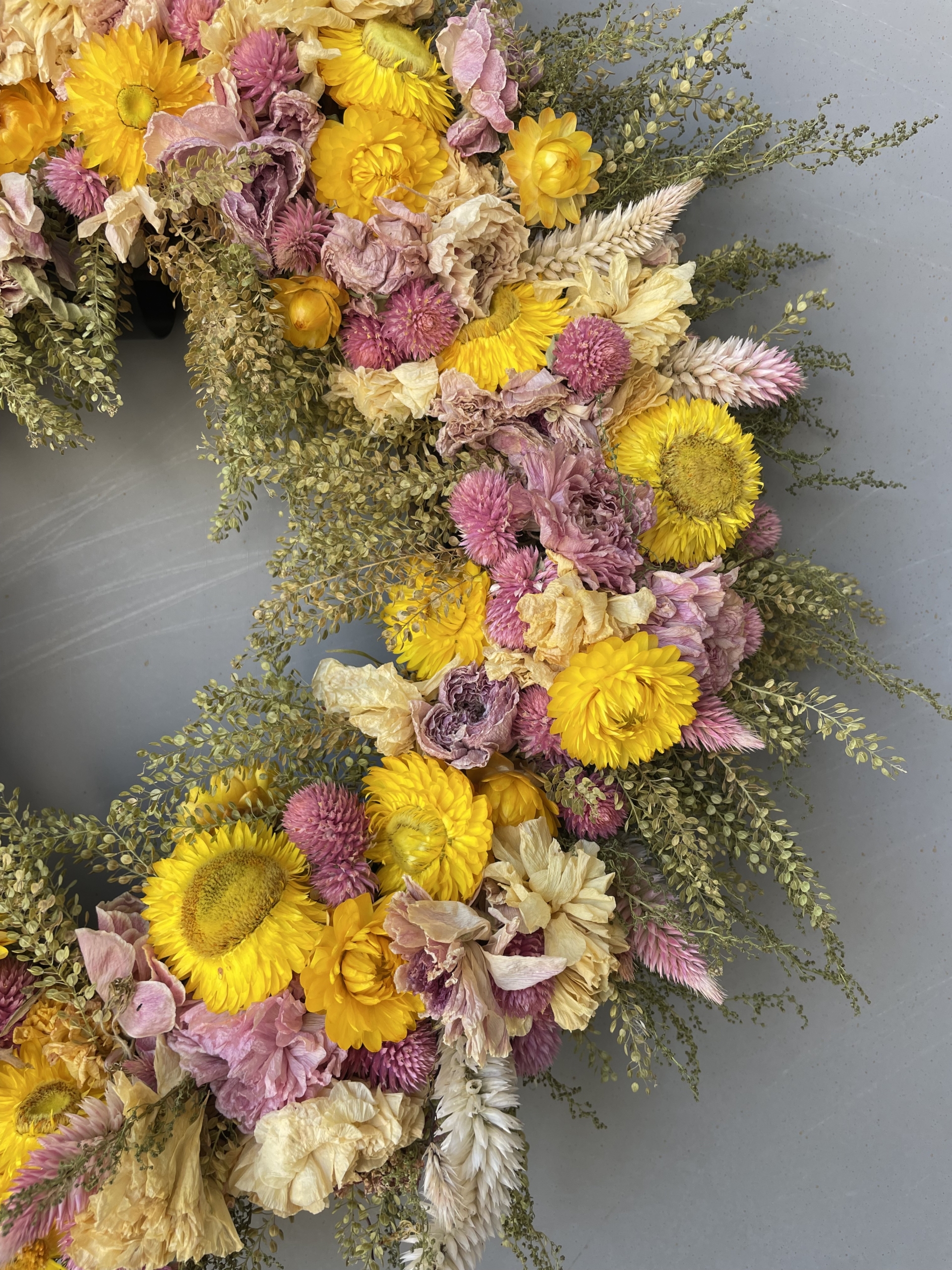 dried flower wreath, American grown flowers, flower farm wreath, iron meadows flower farm, dried flowers, wreath sale