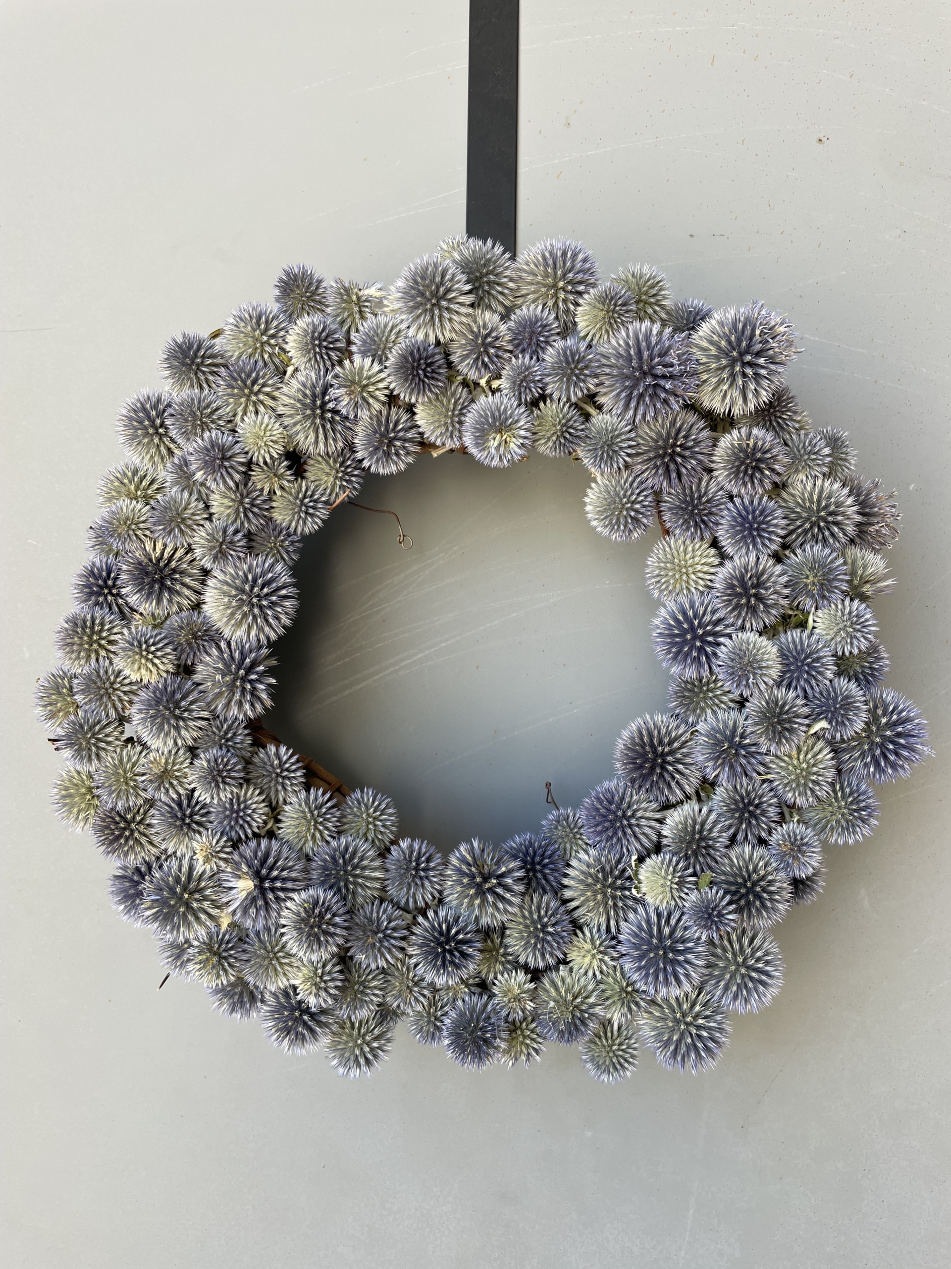 dried flower wreath, dried flowers, wreath sale, iron meadows flower farm, echinops, globe thistle